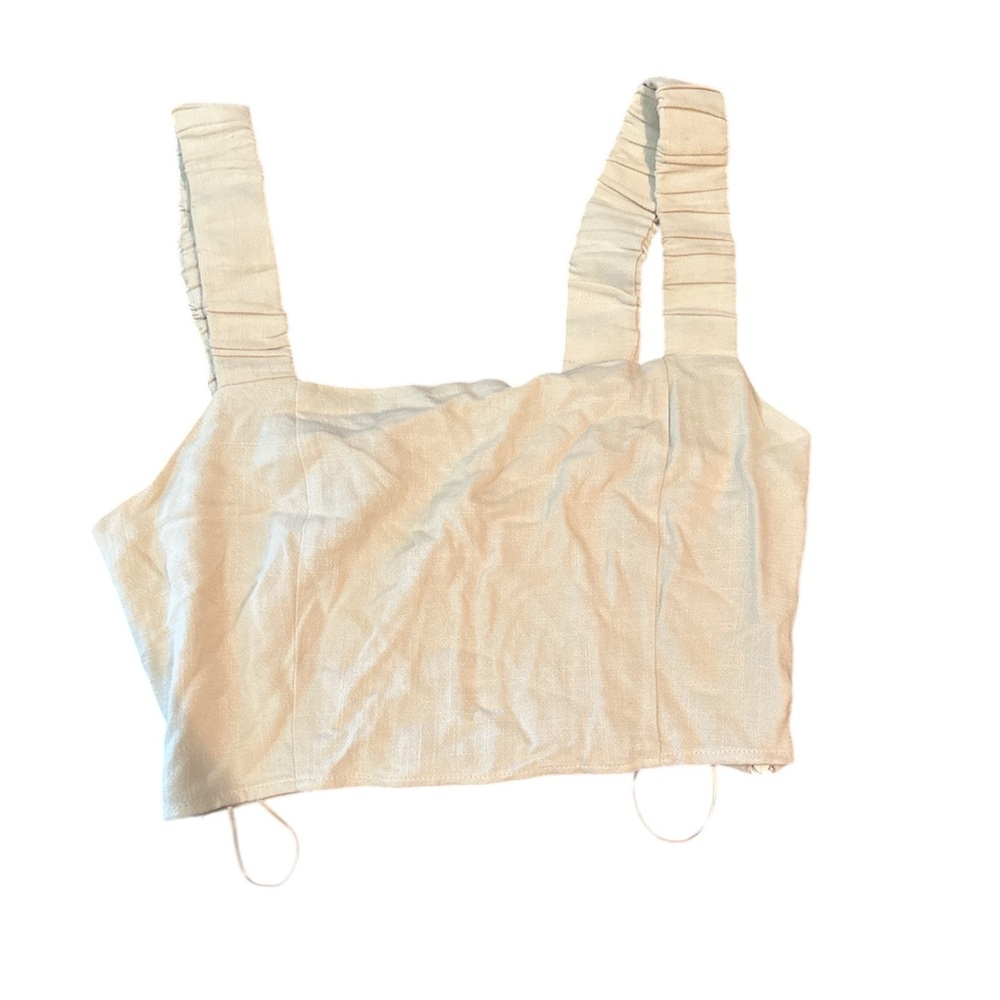 Cream Sleeveless skies are blue top